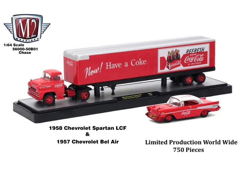 Collectible Coca-Cola Diecast Trucks Set: 1/64 Scale Auto Haulers by M2 Machines 2 Collectible Coca-Cola Diecast Trucks Set: 1/64 Scale Auto Haulers by M2 Machines - Image 2