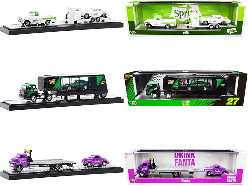 Auto Haulers “3 Sodas” Set of 3 pieces Release 13 1/64 Diecast Models by M2 Machines