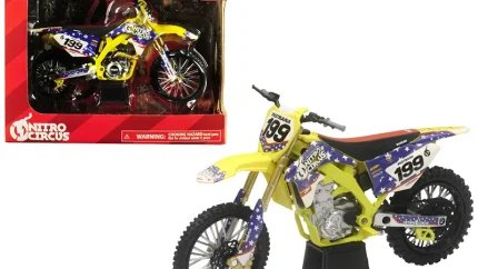 Buy Suzuki RMZ450 Nitro Circus #199 Travis Pastrana Yellow/Blue 1/12 Diecast Motorcycle Model by New Ray