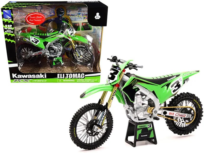 Buy Kawasaki KX 450 #3 Eli Tomac Green 1/12 Diecast Model by New Ray – Perfect for Collectors!