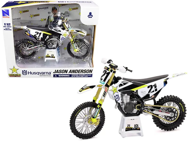 Buy Husqvarna FC450 #21 Jason Anderson Rockstar Energy 1/12 Diecast Model by New Ray