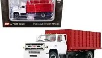 Authentic GMC 6500 Grain Truck 1/64 Diecast Model - White & Red by DCP/First Gear