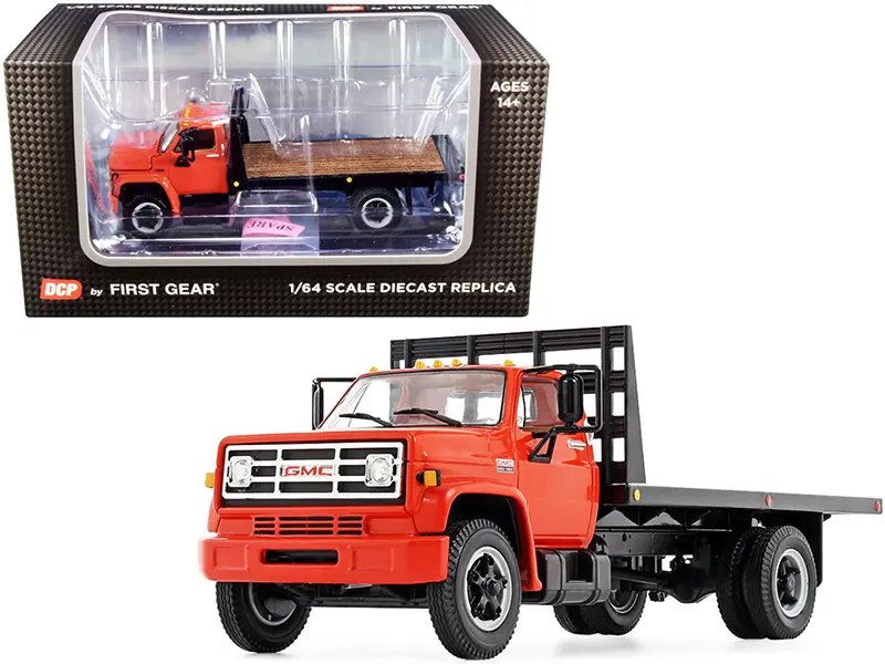 Buy GMC 6500 Flatbed Truck Orange 1/64 Diecast Model by DCP/First Gear – Perfect Collectible!