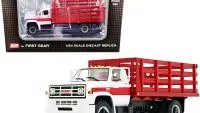 Authentic GMC 6500 Stake Truck 1/64 Diecast Model - White & Red by DCP/First Gear