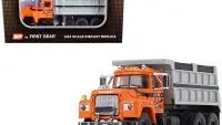 Mack R Model Tandem Axle Dump Truck "J.V. III Construction" Orange and Gray 1/64 Diecast Model by DCP/First Gear