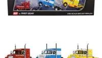 Collectible Mack R Sleeper Trio: Red, Blue, Yellow 1/64 Diecast Truck Tractors by DCP/First Gear