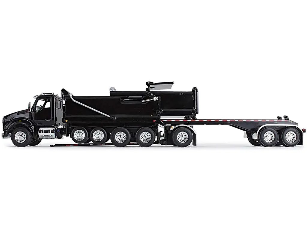 Kenworth T880 Quad-Axle Dump Truck & Rogue Tandem Trailer 1/64 Diecast Model by DCP/First Gear