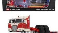 Peterbilt 352 COE 110″ Sleeper Diecast Model with Turbo Wing & Rogers Lowboy Trailer 1/64 by DCP/First Gear