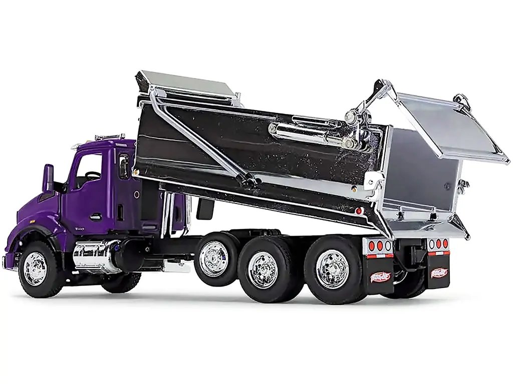 Kenworth T880 Day Cab Purple & Chrome 1/64 Diecast Model Truck with Rogue Transfer Dump Body by DCP/First Gear