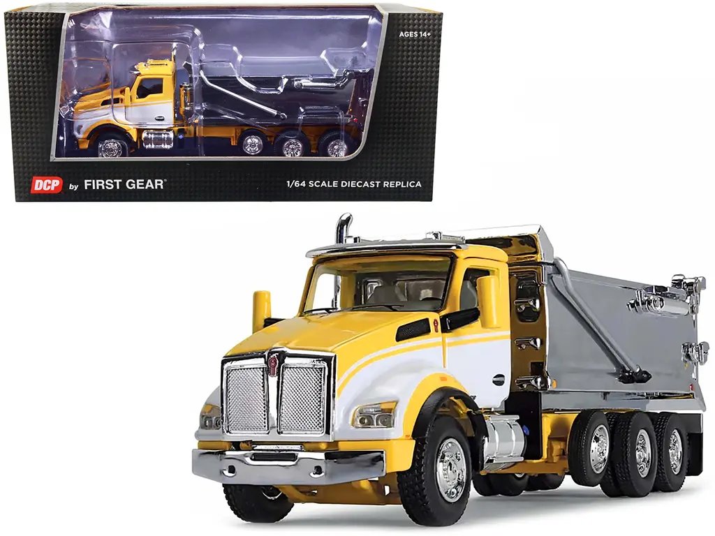 Kenworth T880 Day Cab Yellow 1/64 Diecast Model with Rogue Transfer Dump Body by DCP/First Gear 3 Kenworth T880 Day Cab Yellow 1/64 Diecast Model with Rogue Transfer Dump Body by DCP/First Gear - Image 3