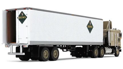 Kenworth K100 COE 1/64 Diecast Model with Vintage Trailer - Brown Transport Corp Series by DCP/First Gear