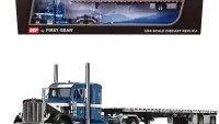 Peterbilt 359 Diecast Model with Wilson Roadbrute Trailer - 1/64 Blue Metallic Collectible