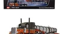Peterbilt 379 1/64 Diecast Model with Polar Tank Trailer - Burnt Orange & Black by DCP/First Gear