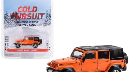 2010 Jeep Wrangler Unlimited Orange Diecast 1/64 Model - Greenlight Hollywood Series 'Cold Pursuit
