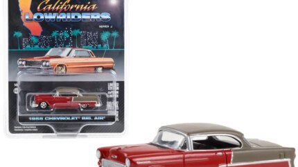 1955 Chevrolet Bel Air Lowrider Diecast Model - Ruby Red & Bronze, California Series 3 by Greenlight
