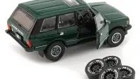 Land Rover Range Rover Classic LSE RHD Green 1/64 Diecast Model with Sunroof & Extra Wheels by BM Creations