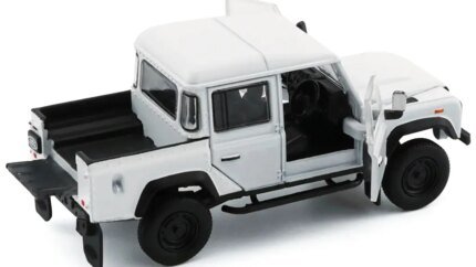 Land Rover Defender 110 Pickup Truck 1/64 Diecast Model - White with Extra Wheels by BM Creations