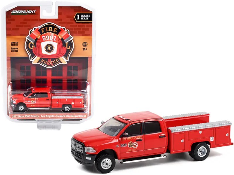 Diecast Model Cars wholesale toys dropshipper drop shipping 2017 Ram 3500 Dually Service Truck Red Los Angeles County Fire Department California Fire & Rescue Series 1 1/64 Greenlight 67010 E drop shipping wholesale drop ship drop shipper dropship dr 2017 Ram 3500 Dually Service Truck Red "Los Angeles County Fire Department" (California) "Fire & Rescue" Series 1 1/64 Diecast Model Car by Greenlight