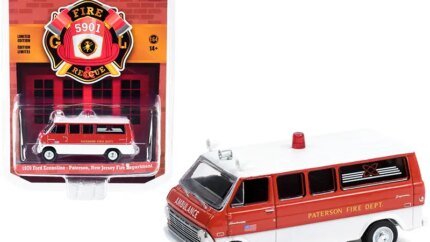 1970 Ford Econoline Bus - Red & White Paterson Fire Department Collectible