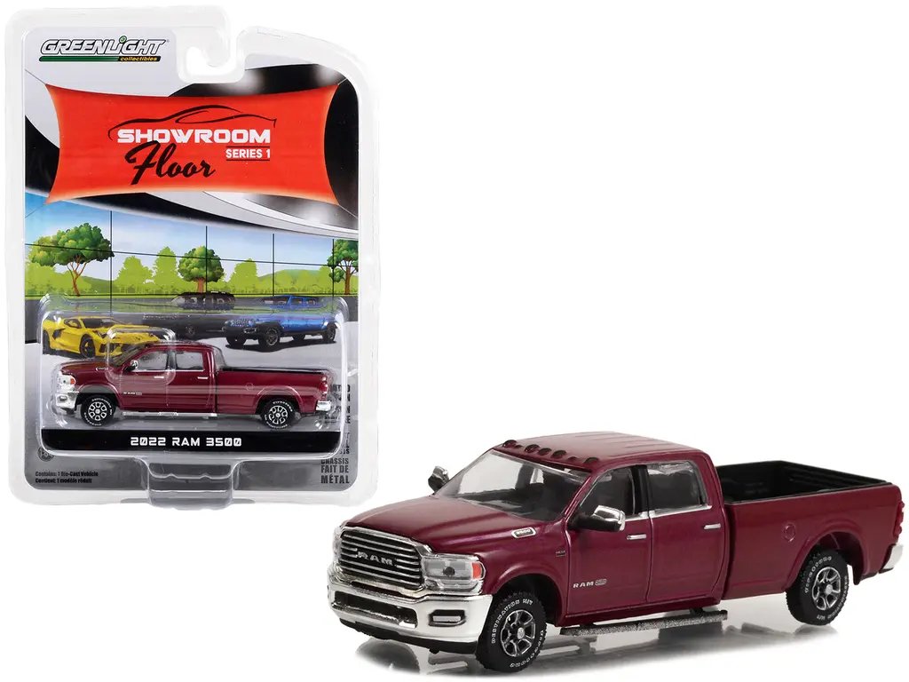 Diecast Model Cars wholesale toys dropshipper drop shipping 2022 Ram 3500 Limited Longhorn Pickup Truck Delmonico Red Metallic Showroom Floor Series 1 1/64 Greenlight 68010F drop shipping wholesale drop ship drop shipper dropship dropshipping toys dr 2022 Ram 3500 Limited Longhorn Diecast Truck 1/64 Delmonico Red by Greenlight