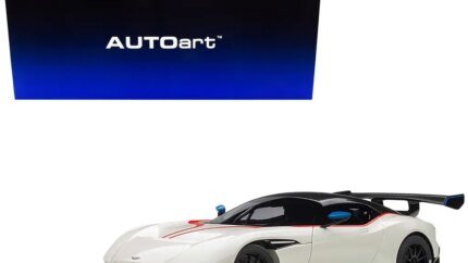 Exclusive Aston Martin Vulcan Stratus White 1/18 Model Car by Autoart with Red & Blue Stripes