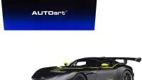 Aston Martin Vulcan 1/18 Model Car - Matt Black with Lime Green Stripes by Autoart