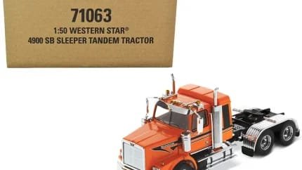 Western Star 4900 SB Tandem Sleeper Cab Truck 1/50 Diecast Model - Orange & Black Stripes by Diecast Masters