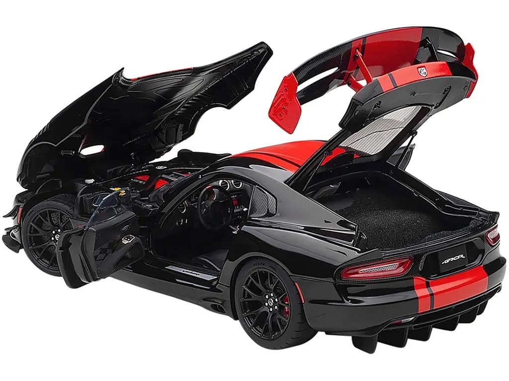 2017 Dodge Viper ACR 1:28 Edition Black with Red Stripes 1/18 Model Car by Autoart