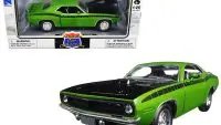 1970 Plymouth Barracuda Diecast Model - Green & Black Muscle Car 1/25 by New Ray