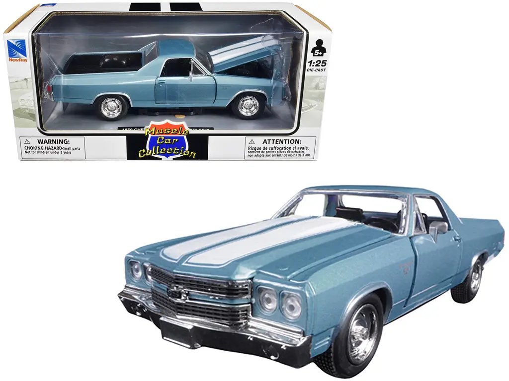 Vintage 1970 Chevrolet El Camino SS Blue 1/25 Diecast Model Car by New Ray