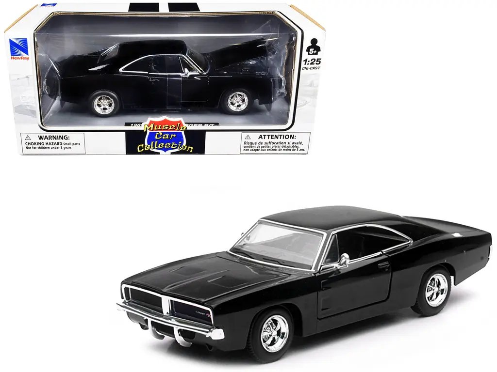 1969 Dodge Charger R/T Black Diecast Model 1/25 – Muscle Car Collection by New Ray