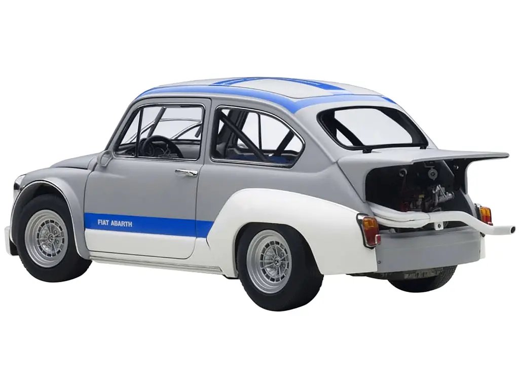 Fiat Abarth 1000 TCR 1/18 Diecast Model Car – Matt Grey with Blue Stripes by AutoArt