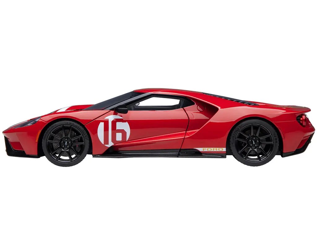 Ford GT Heritage Edition #16 Alan Mann 1/18 Model Car – Red Metallic with Gold Stripes by Autoart
