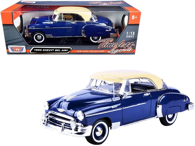 1950 Chevrolet Bel Air Diecast Model – Dark Blue & Cream by Motormax