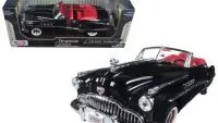 1949 Buick Roadmaster 1/18 Diecast Model Car by Motormax - Black with Red Interior