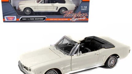 1964 1/2 Ford Mustang Convertible Cream 1/18 Diecast Model by Motormax - Classic Collectible Car