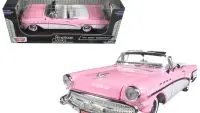 1957 Buick Roadmaster Convertible Pink & White 1/18 Diecast Model Car by Motormax