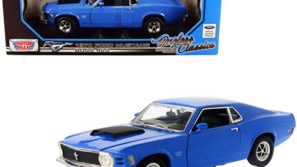 1970 Ford Mustang Boss 429 Dark Blue Diecast Model 1/18 by Motormax - Timeless Classics Series