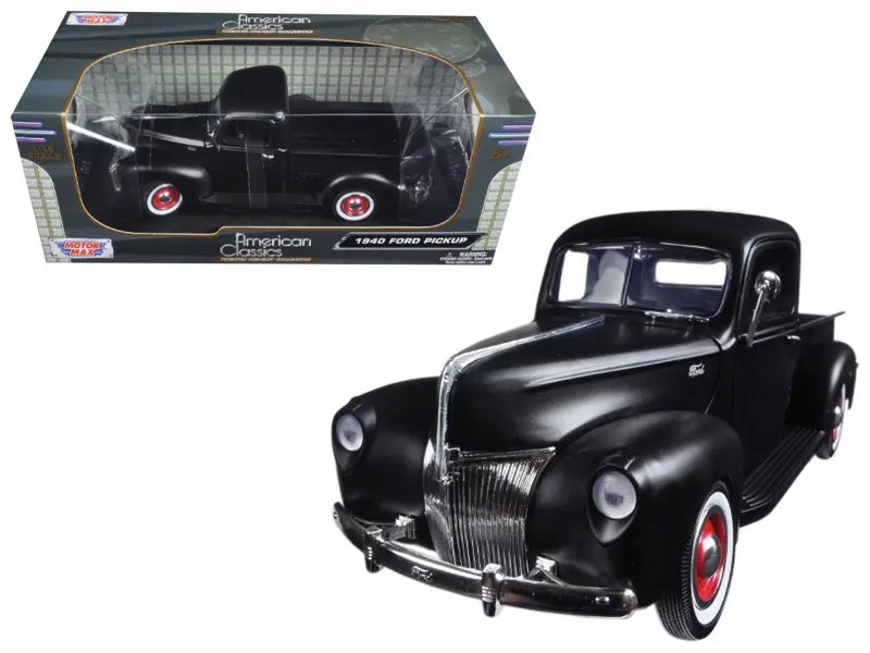 1940 Ford Pickup Matt Black 1/18 Diecast Model Car by Motormax – Vintage Collectible