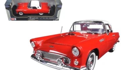 1956 Ford Thunderbird Hardtop Red & White 1/18 Diecast Model by Motormax - American Classics