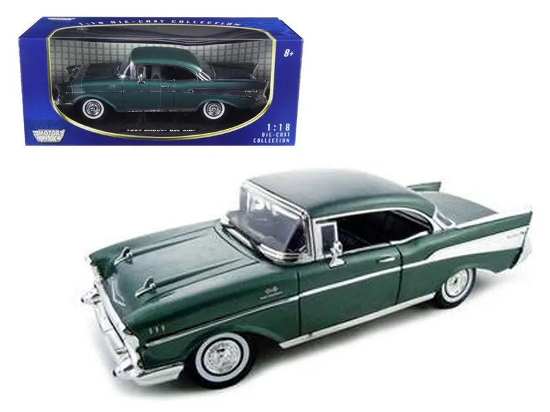 1957 Chevrolet Bel Air Hard Top Green 1/18 Diecast Model Car by Motormax – Classic Collectible