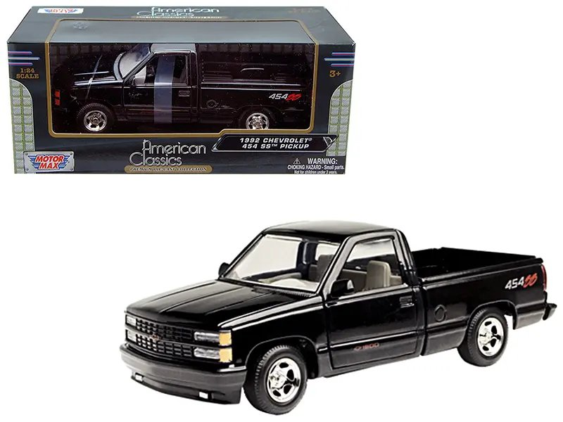 1992 Chevrolet 454 SS Black Diecast Model Truck 1/24 by Motormax