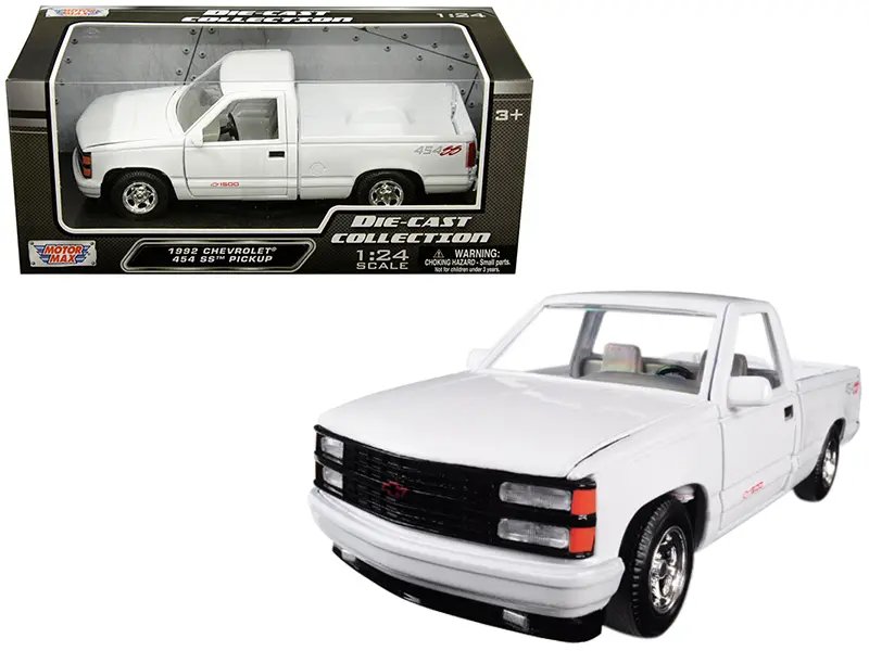 1992 Chevrolet 454 SS Pickup Truck White 1/24 Diecast Model by Motormax