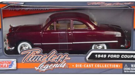 1949 Ford Coupe Burgundy 1/24 Diecast Model Car by Motormax - Classic Collectible