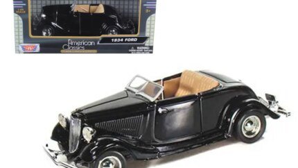 1934 Ford Coupe Convertible Black 1/24 Diecast Model Car by Motormax - Classic Collectible