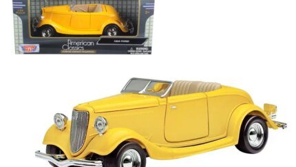 1934 Ford Coupe Yellow 1/24 Diecast Model Car by Motormax - Classic Collectible