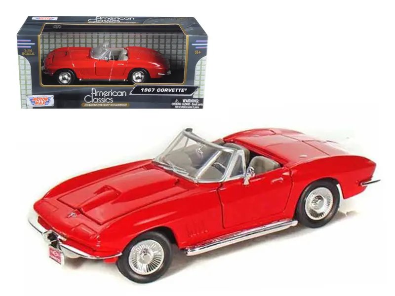 1967 Chevrolet Corvette Convertible Red 1/24 Diecast Model Car by Motormax – Classic Collectible