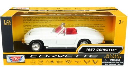 1967 Chevrolet Corvette C2 Convertible Diecast Model Car 1/24 - White with Red Interior by Motormax