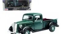 1937 Ford Pickup Truck Green and Black 1/24 Diecast Model Car by Motormax