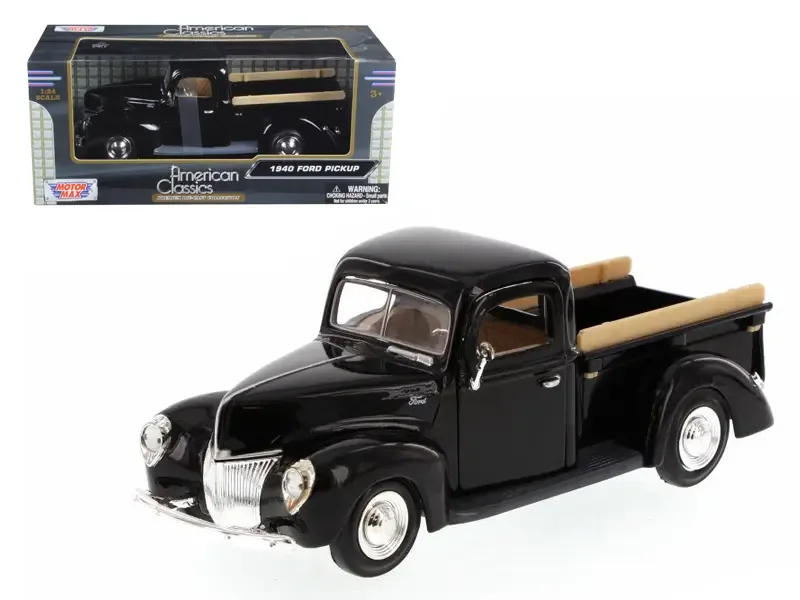 Vintage 1940 Ford Pickup Truck Black 1/24 Diecast Model by Motormax